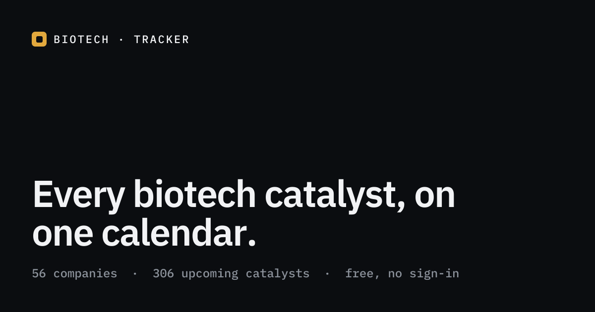 October 2026 biotech catalyst calendar · Biotech Tracker